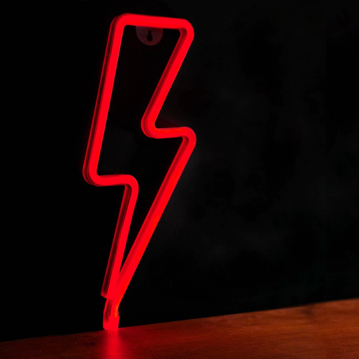 Figurine Neon, Figurina LED Neon BOLT rosie Bat + USB FLNEO6 Forever Light -2, dioda.ro