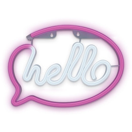 Figurine Neon, Figurina LED Neon HELLO roz alb Bat + USB FLNE15 Forever Light -1, dioda.ro