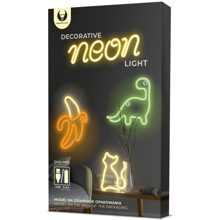Figurine Neon, Figurina LED Neon RAINBOW multicolor Bat + USB FLNE14 Forever Light -2, dioda.ro