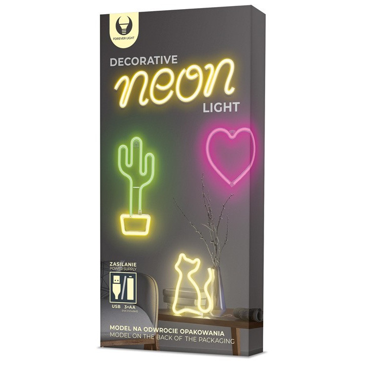 Figurine Neon, Figurina LED Neon Balena alb cald Bat + USB FLNEO9 Forever Light -2, dioda.ro