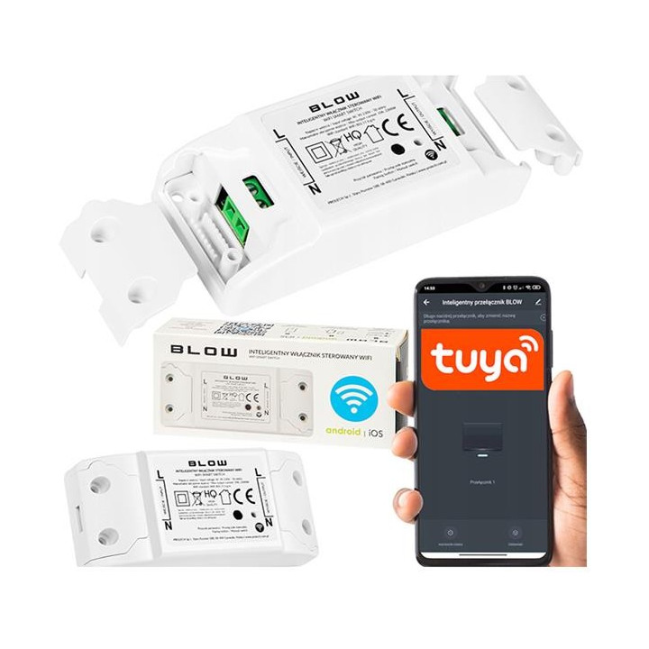 Unități de control SMART, Comutator de iluminat inteligent BLOW 1 canal WiFi Tuya -2, dioda.ro